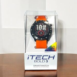 iTech Bold 3 Smart Watch Fitness Tracker Unisex Orange Bluetooth Silicone Strap